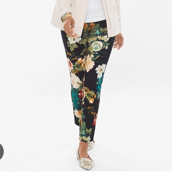 Chico’s So Slimming Juliet Floral Ankle Pants Size 2.5 (size 14) - Picture 2 of 9